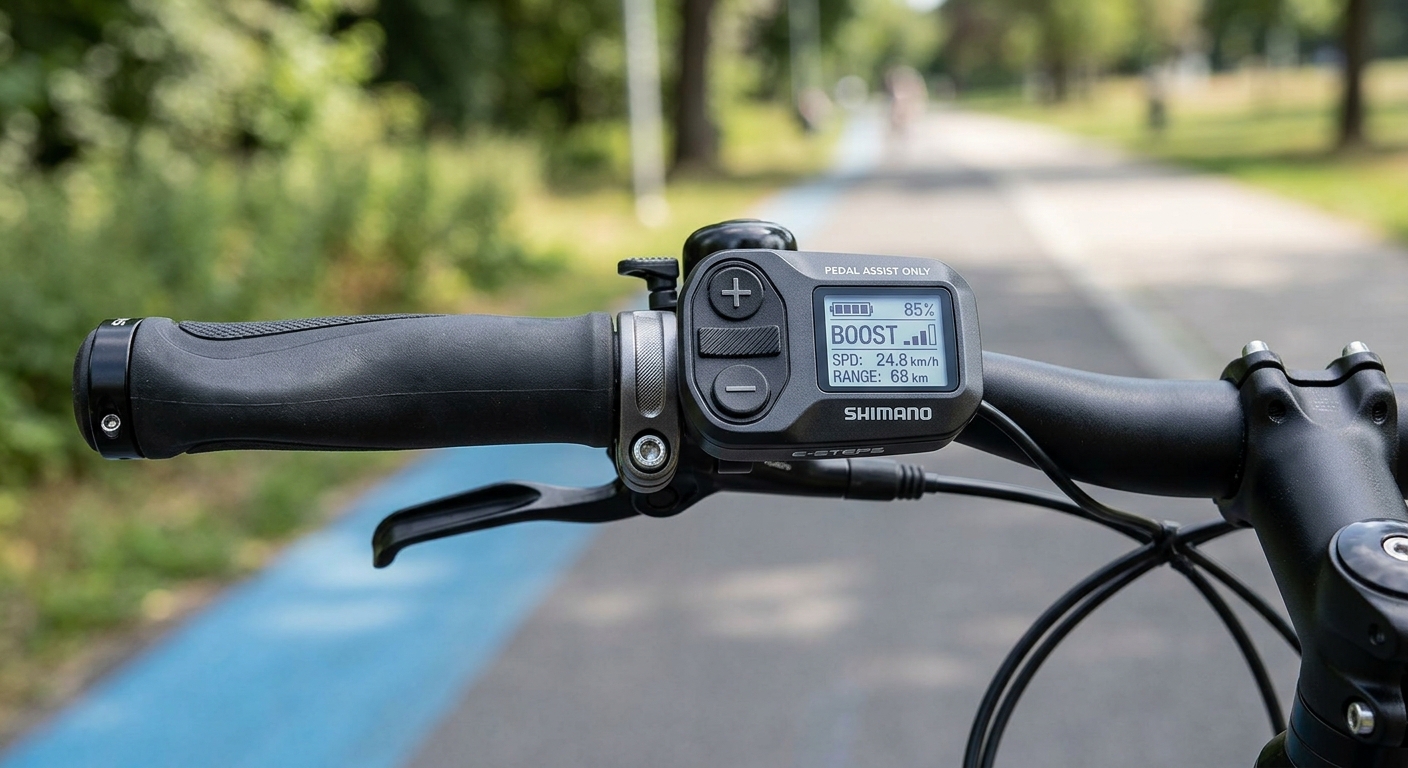 comando de pedal assistido no guidão de bicicleta elétrica, sem acelerador